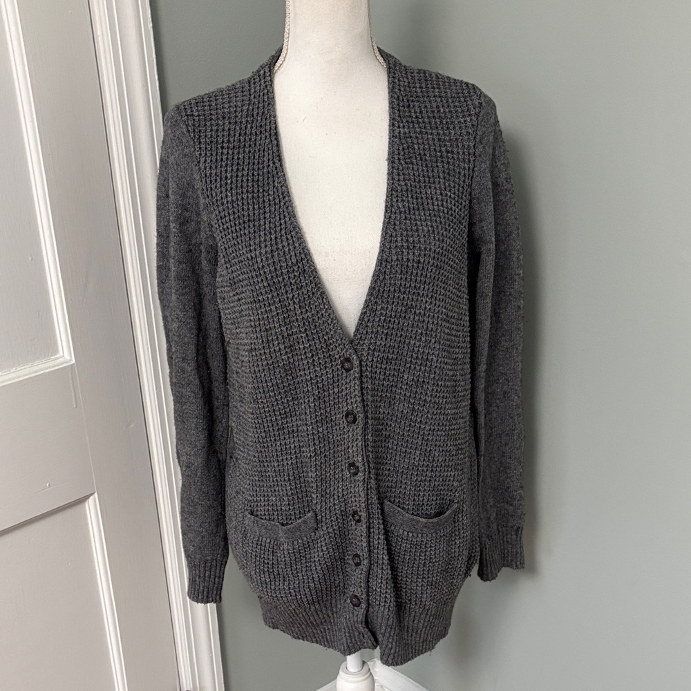 Madewell‎ Wallace Gray Button-Up Cardigan Wool Yak Blend Size Medium